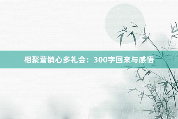 相聚营销心多礼会：300字回来与感悟